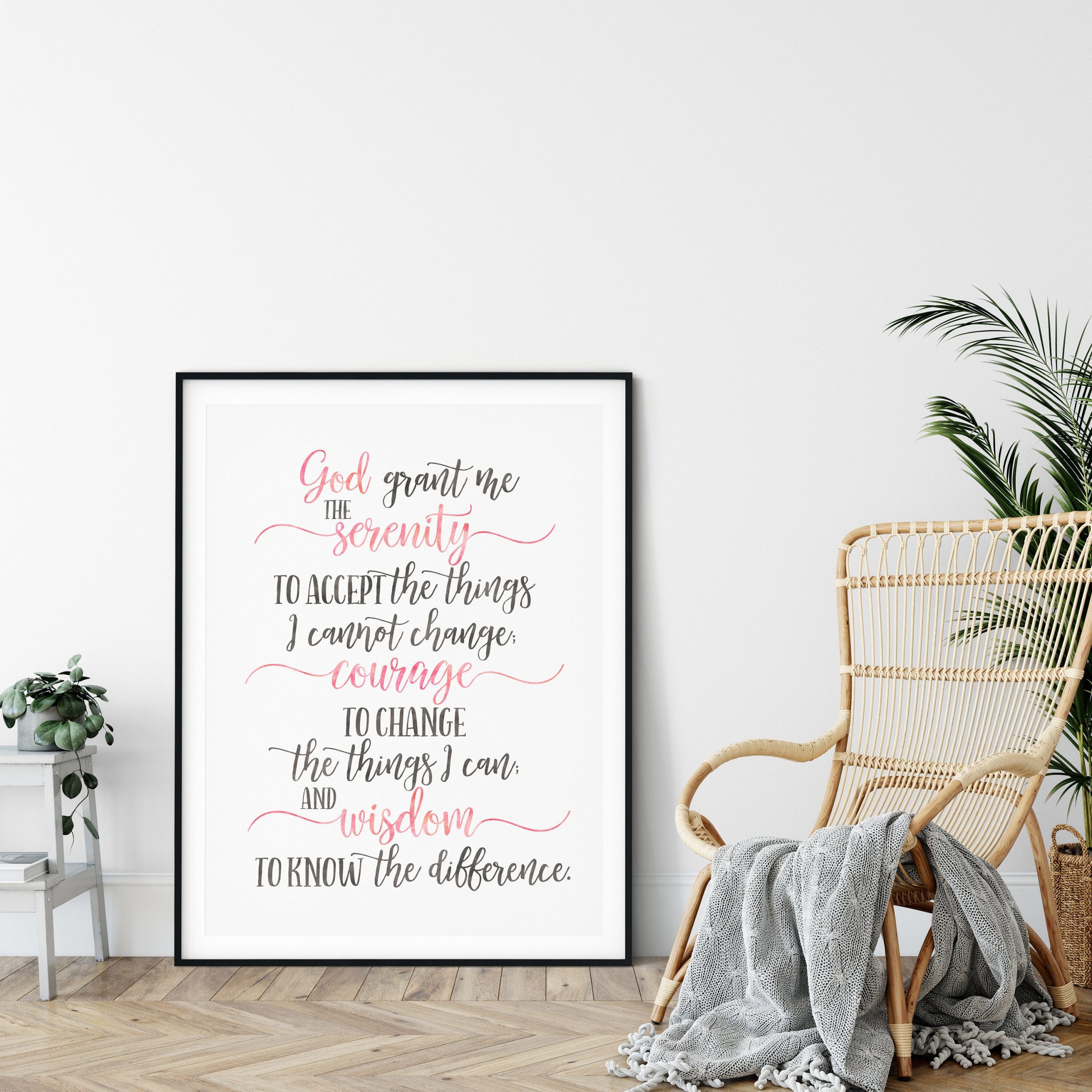 God Grant Me The Serenity, Inspirational Quotes, Nursery Printable, Girls Room