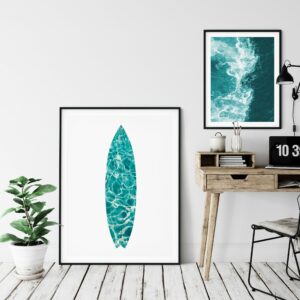Surf Art, Surfboard Print, Surf Poster, Ocean Printable, Surfing Decor, Home Decor