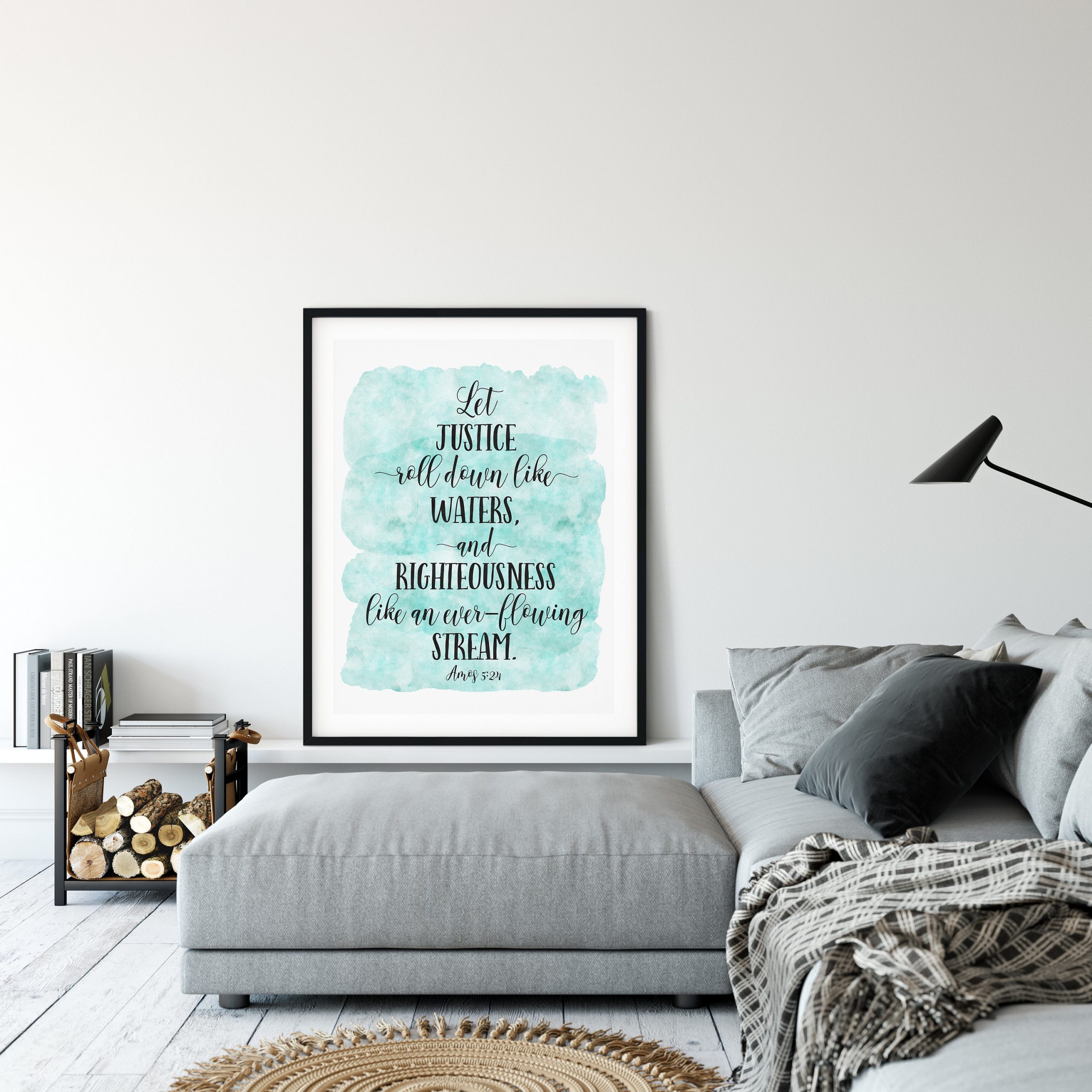 Let Justice Roll Down Like Waters, Amos 5:24, Bible Verse Printable Wall Art, Nursery Decor Quotes