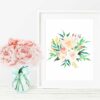 Pink Watercolor Flowers, Pink Cream Floral Nursery Decor, Pink Peony Bouquet