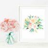 Pink Watercolor Flowers, Pink Cream Floral Nursery Decor, Pink Peony Bouquet