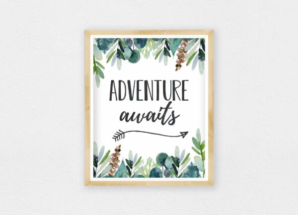 Adventure Awaits, Boys Nursery Prints, Eucalyptus Nursery Decor Wall Art