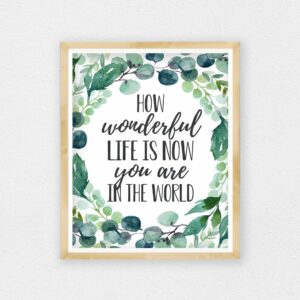 How Wonderful Life Is Now You're In The World,Boys Nursery Prints Decor Wall Art