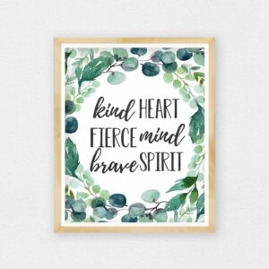 Kind Heart Fierce Mind Brave Spirit, Boys Nursery Prints,Room Wall Art Decor