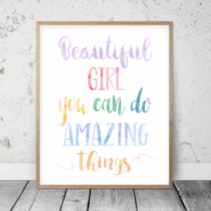 Beautiful Girl You Can Do Amazing Things, Nursery Print Wall Art, Nursery Decor