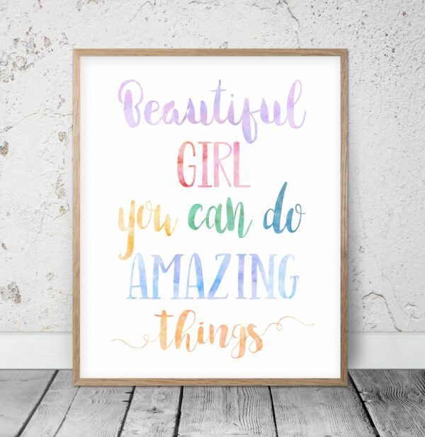 Beautiful Girl You Can Do Amazing Things, Nursery Print Wall Art, Nursery Decor