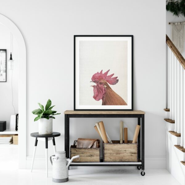 Rooster Art, Rooster Decor, Hen Print Wall Art Home Decor Animal Print