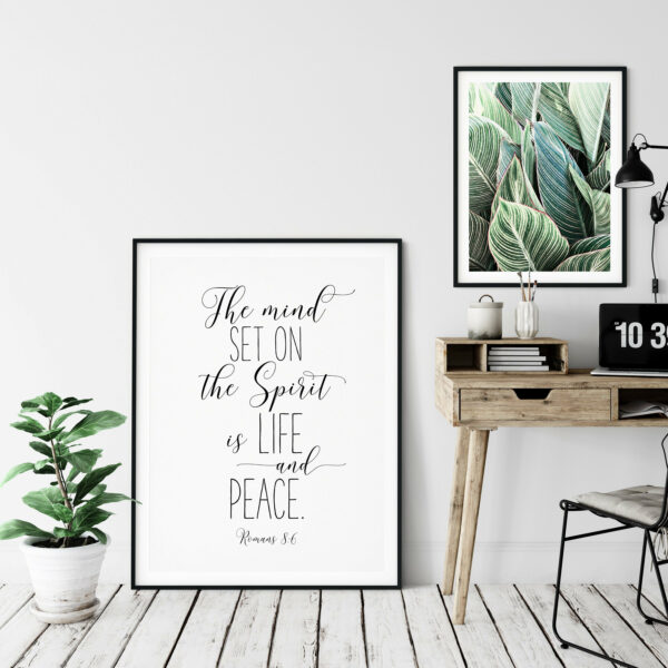 The Mind Set On The Spirit, Romans 8:6, Bible Verse Printable Wall Art, Nursery Bible Quotes