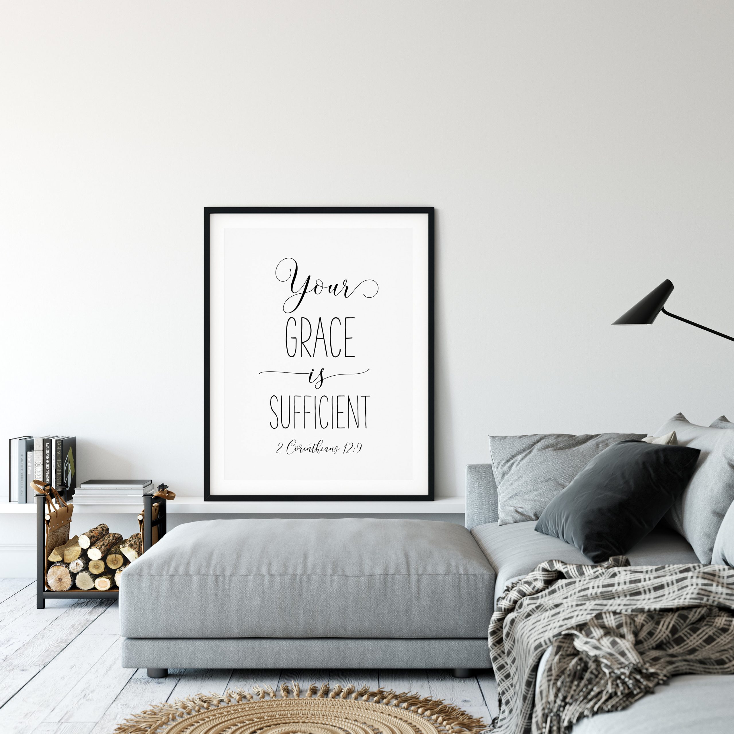 Your Grace Is Sufficient, 2 Corinthians 12:9, Bible Verse Print Wall Art, Nursery Bible Quotes