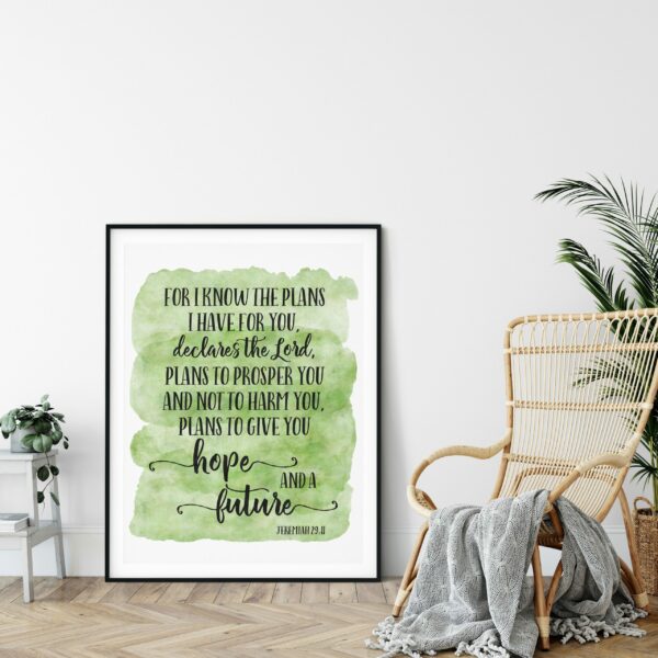 For I Know the Plans I Have for You, Jeremiah 29:11, Bible Verse Printable,Nursery Decor Room Art