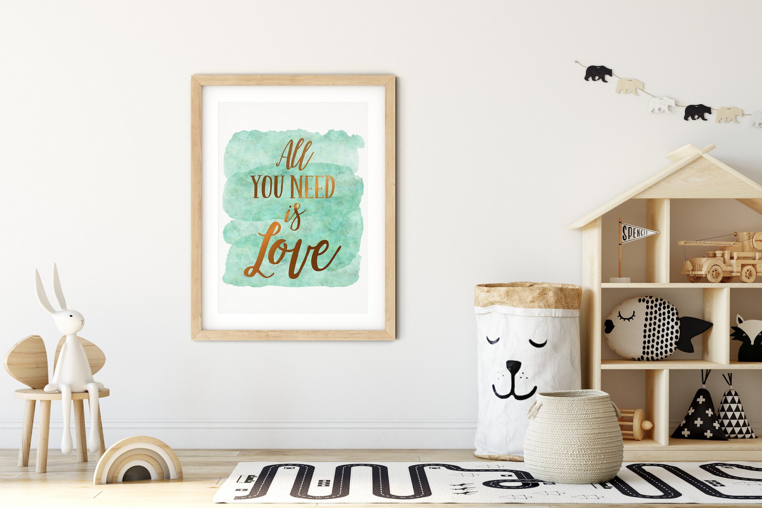 All You Need Is Love, Nursery Print, Inspirational Motivational Quotes,Wall Art