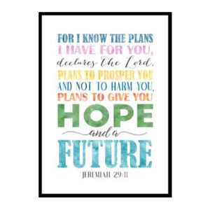 "For I Know The Plans I Have For You, Jeremiah 29:11" Bible Verse Poster Print