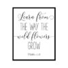 "Learn From The Way Wild Flowers Grow, Matthew 6:28" Bible Verse Poster Print