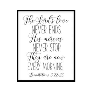 "His Mercies Are New Every Morning, Lamentations 3:22-23" Bible Verse Poster Print