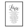 "Love Is Patient, Love Never Fails, 1 Corinthians 13" Bible Verse Poster Print