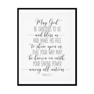 "May God Be Gracious To Us, Psalm 67:1-2" Bible Verse Poster Print