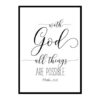 "With God All Things are Possible, Matthew 19:26" Bible Verse Poster Print