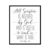 "All Scripture Is Inspired By God, Romans 10:9" Bible Verse Poster Print