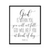 "God Is Within You, You Will Not Fall, Proverbs 46:5" Bible Verse Poster Print