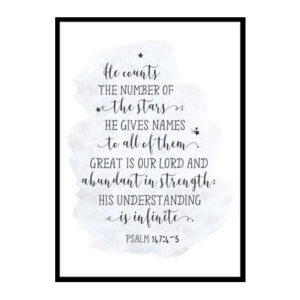 "He Counts the Stars, Psalm 147:4" Bible Verse Poster Print