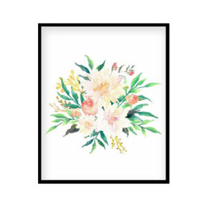 Pink Watercolor Flowers, Pink Cream Floral Nursery Decor, Pink Peony Bouquet Girls Room Poster Print