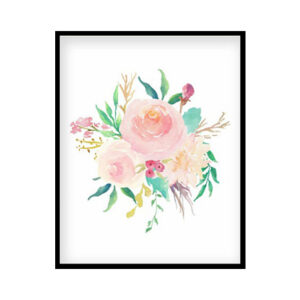 Pink Watercolor Flowers, Nursery Print Wall Art, Pink Peony Bouquet, Girls Room Girls Room Poster Print