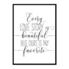 "Every Love Story Is Beautiful But Ours Is My Favorite" Motivational Quote Poster Print