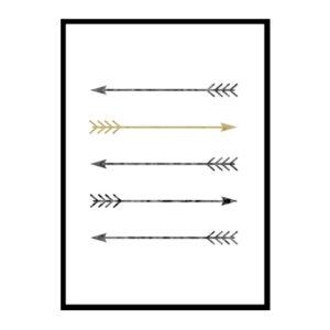 Gold Minimalist,Tribal Arrows Minimalist Modern Art Poster Print