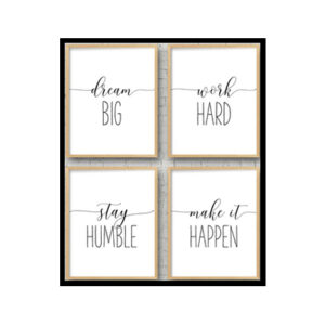"Dream Big, Work Hard, Stay Humble, Make It Happen" Childrens Nursery Room Poster Print