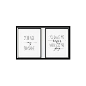 Set of 2, "You Are My Sunshine Wall Art, You Make Me Happy"  Childrens Nursery Room Poster Print