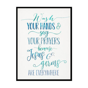 "Wash Your Hands and Say Your Prayers" Childrens Nursery Room Poster Print