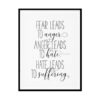 "Fear Leads To Anger" Childrens Nursery Room Poster Print