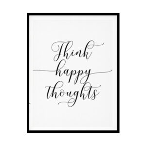 "Think Happy Thoughts" Childrens Nursery Room Poster Print