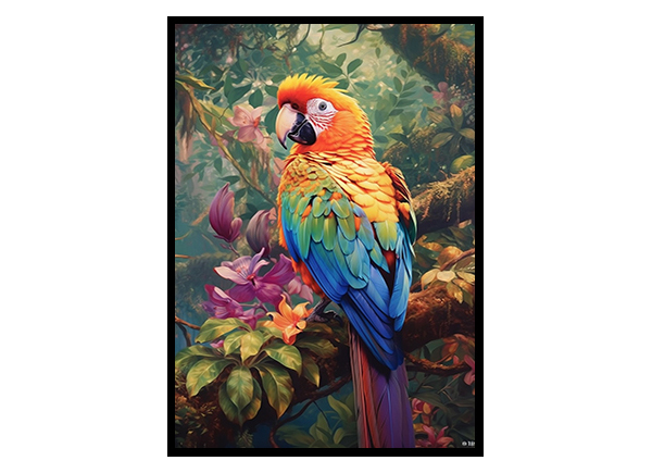 Poster con cornice - Colorato collage - Parrot In The Jungle Dimensione  HxL: 20cm x 20cm, Colore cornice