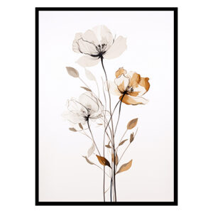 Nature in Lines Floral Art Posters, Flower Wall Art Decor Print Poster