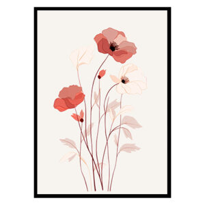 Nature Floral Art Posters Elegant Line Drawings, Flower Wall Art Decor