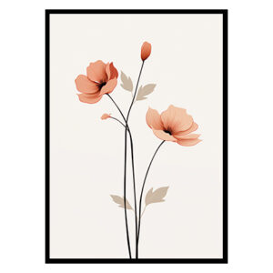 Poppies in Ink Line Art Posters Beauty of Poppy Flowers, Flower Wall Art Decor Print