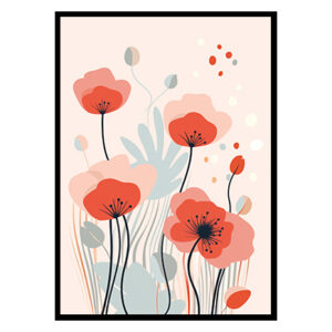 Poppy Whispers Line Art Prints , Flower Wall Art Decor Print