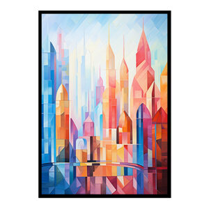 Dubai Skyline City Lights Digital Art Mesmerizing City View Home Decor Poster Print