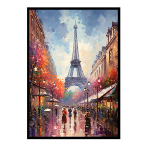Explore the City View of Paris Eiffel Tower Vibrant Digital Art Stylish Home Decor Poster Print
