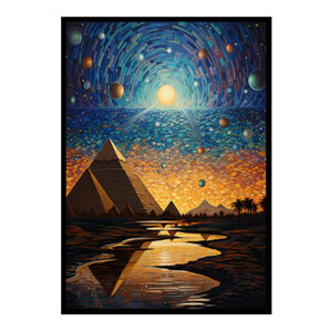 Explore the View Of Pyramids of Giza Vibrant Digital Art Stylish Home Decor Poster Print