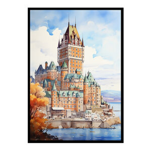 Digital Art City View Bliss Art Print Quebec City Château Frontenac Home Decor Poster Print