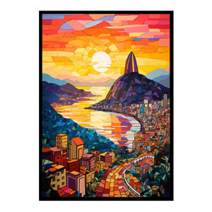 City Lights Digital Art Ceramic Mosaic Rio de Janeiro City View Home Decor Poster Print