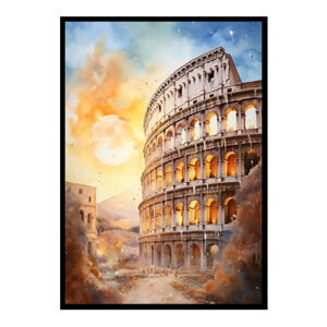 Rome City Skyline RomanColosseum Magic Digital Art  Home Decor Poster Print