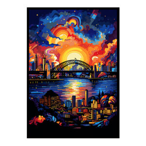 Sydney with Opera House and Harbour Bridge  City View Digital Art Instant for Chic Home Décor