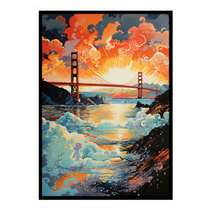 City View Vibes Spectacular Digital Art  San Francisco,Golden Gate Bridge, Home Decor Poster Print