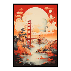 Digital Art  San Francisco,Golden Gate Bridge, City View Bliss Art Print Skyline Home Decor Poster