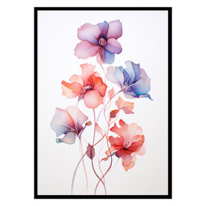 Colorful Blossom Art for Walls, Flower Wall Art Decor Print Poster