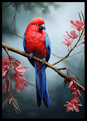 Crimson Rosella Bird Jungle Bird Poster Wall Art Decor Tropical Exotic Bird