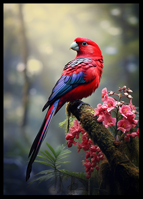 Crimson Rosella Bird Jungle Bird Print Wall Art Decor Tropical Exotic Bird